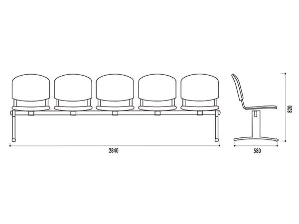 Banquette d'accueil Iso tissu