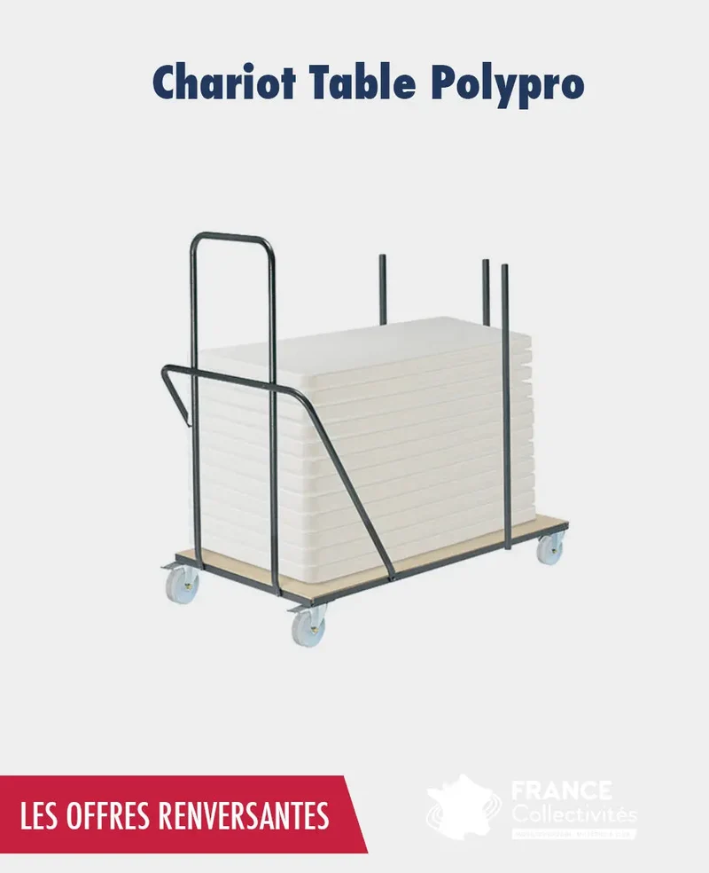Promo 10 ou 20 tables polypro 1.83 x 76 cm + 1 chariot