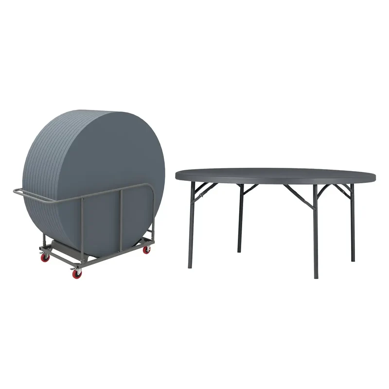 Pack 14 tables rondes pliantes Ø 160 cm + chariot PlanetTrolley "Classic Collection"