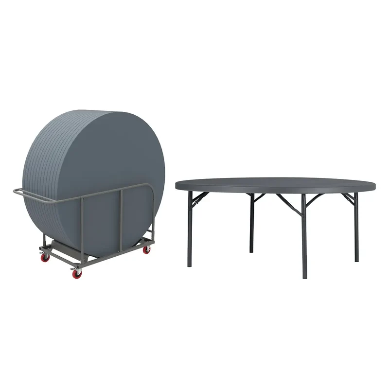 Pack 12 tables rondes pliantes Ø 180 cm + chariot PlanetTrolley "Classic Collection"