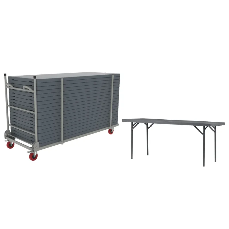 Pack 10 tables pliantes plastique 183 x 76 cm + chariot XLtrolley "Classic Collection"