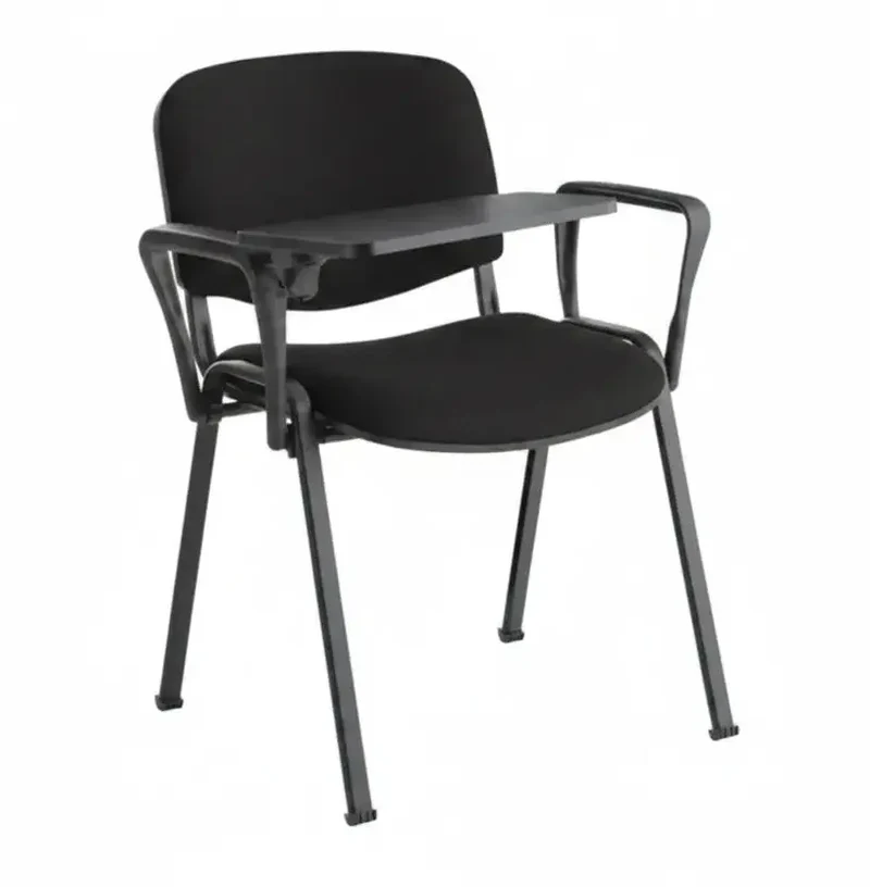 Chaise tissu Iso avec tablette écritoire et accoudoirs