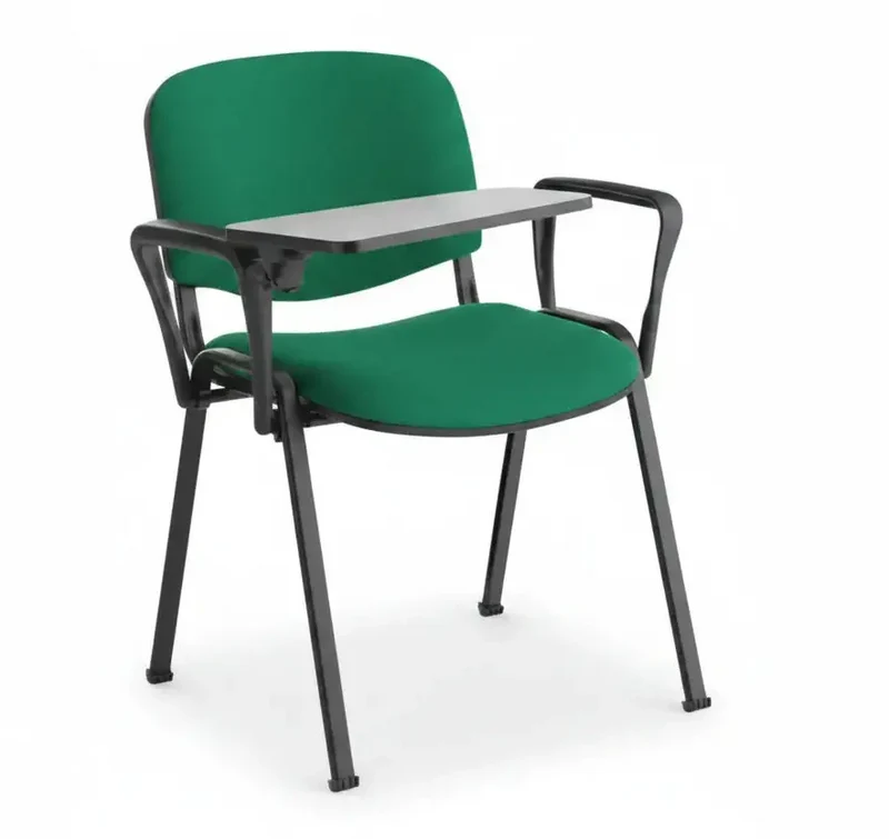 Chaise tissu Iso avec tablette écritoire et accoudoirs