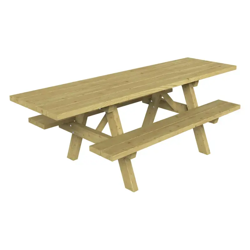 Table de pique-nique Turin en bois résineux autoclave classe 4, 1 800 ou 2 400 mm, lames de 45 mm