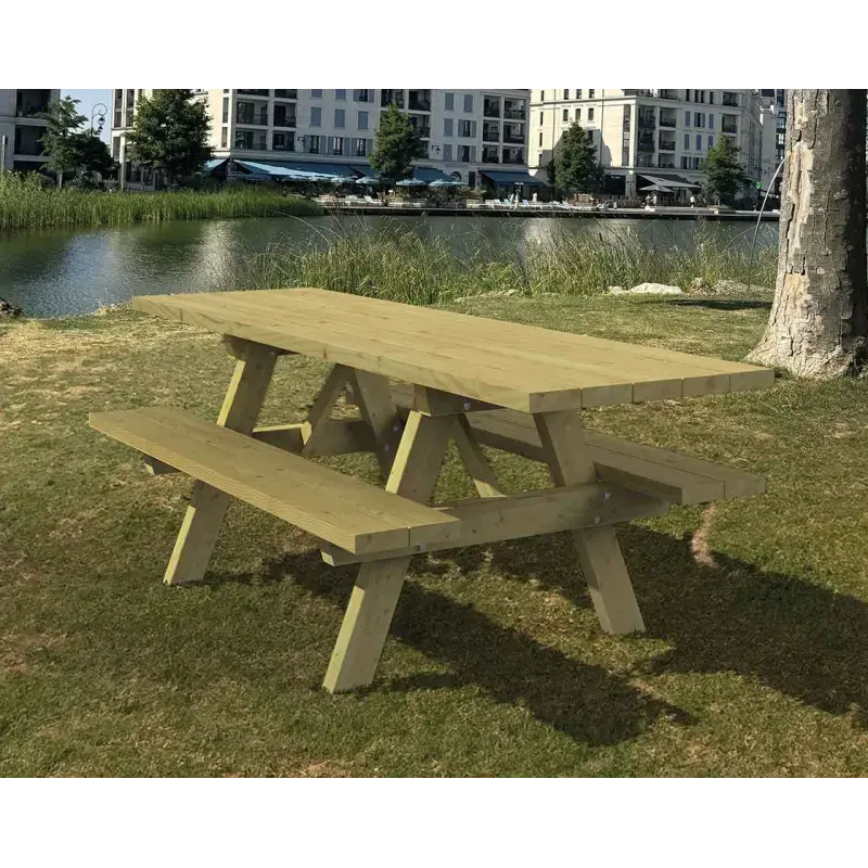 Table de pique-nique Turin en bois résineux autoclave classe 4, 1 800 ou 2 400 mm, lames de 45 mm