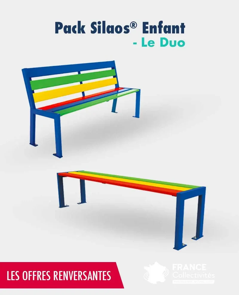 Pack mobilier enfant Silaos Le duo : 1 banc et 1 banquette junior 1 500 mm