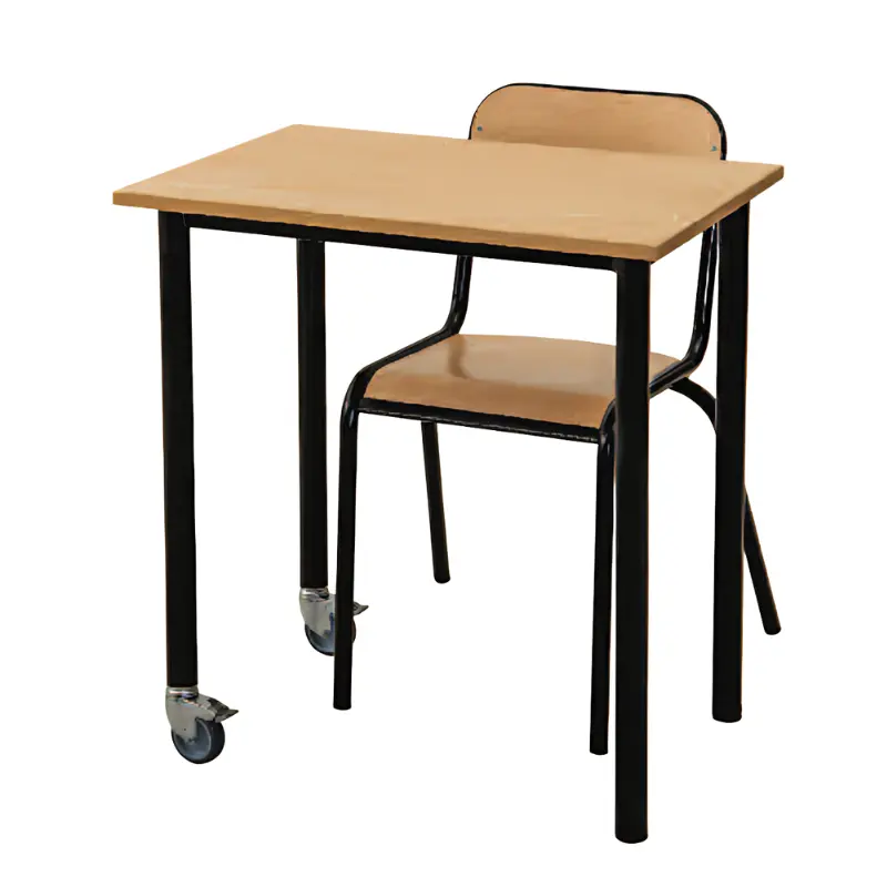 Table d'école élémentaire 1 ou 2 places à roulettes Bermudes