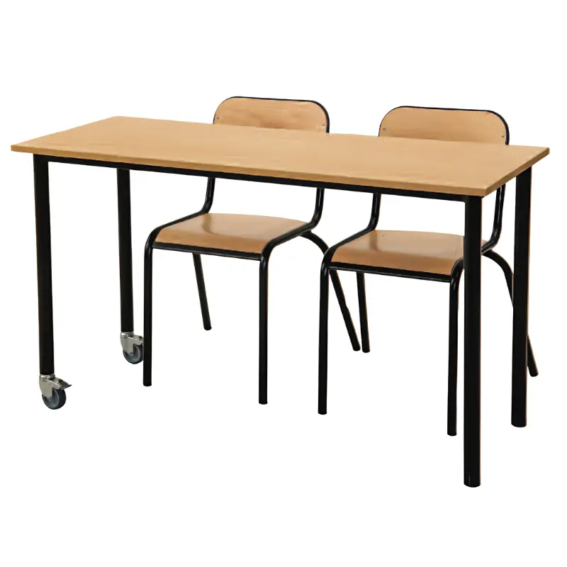 Table d'école élémentaire 1 ou 2 places à roulettes Bermudes
