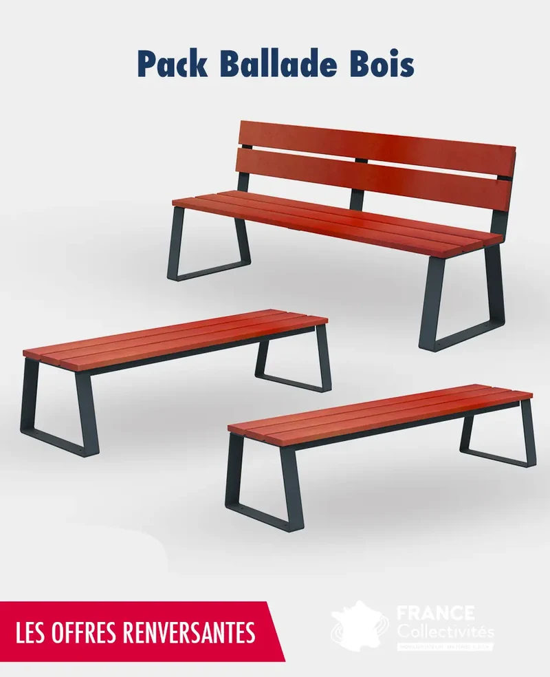 Pack Ballade Bois - 1 banc et 2 banquettes en bois