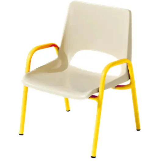 Chaise coque en PVC avec accoudoirs pour maternelle