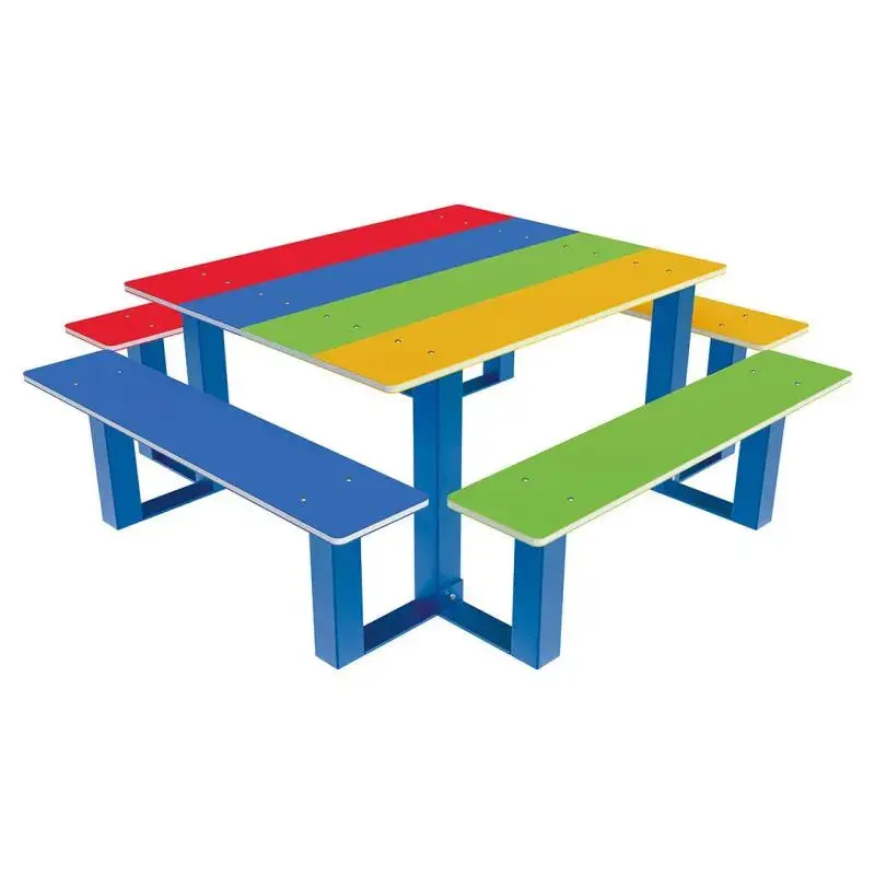 Table de pique-nique enfants Arc-en-ciel en PEHD et acier