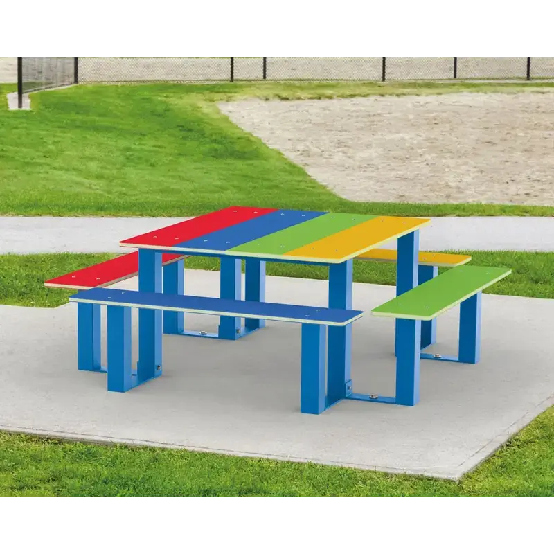 Table de pique-nique enfants Arc-en-ciel en PEHD et acier