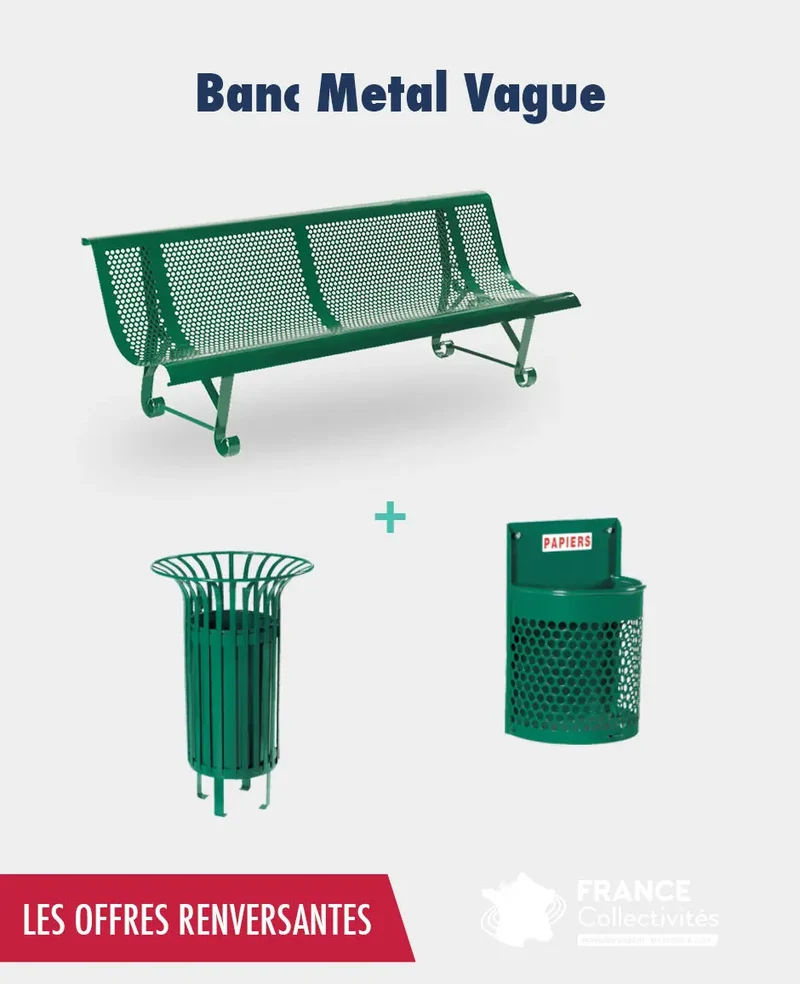 Promo 3 bancs + 1 corbeille tulipe + 1 corbeille lune