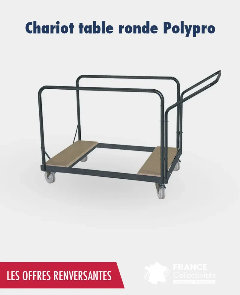 Promo 15 tables ronde 150 cm pliante polypro 1 chariot