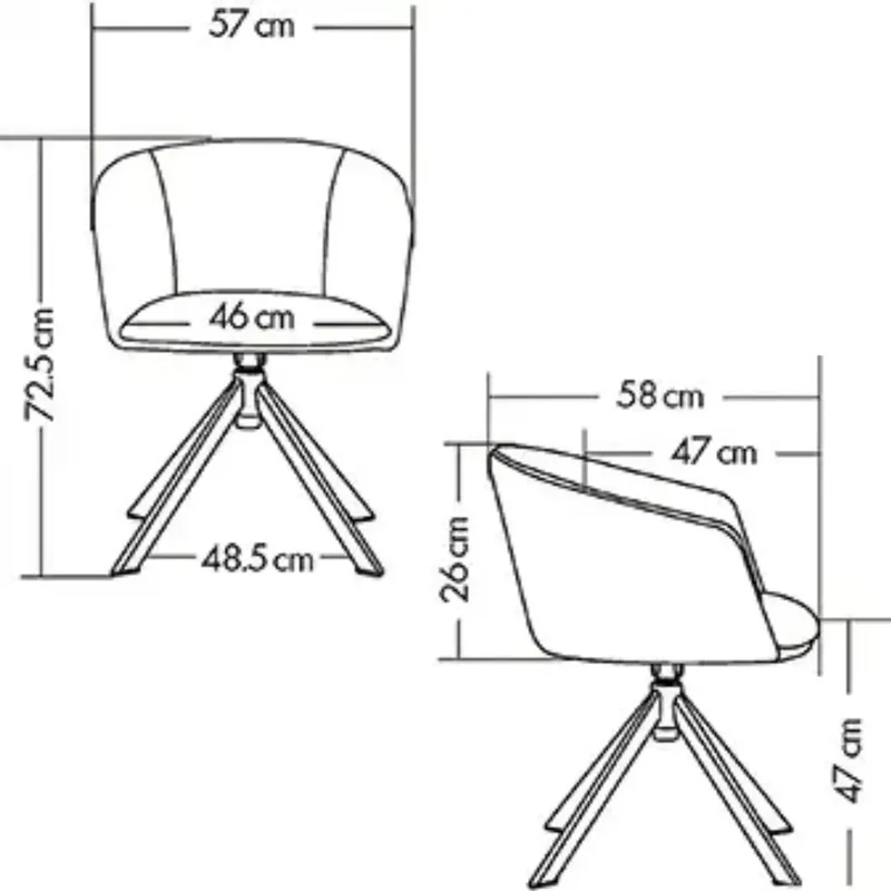 Fauteuil ARCO en tissu et pieds pyramide métal