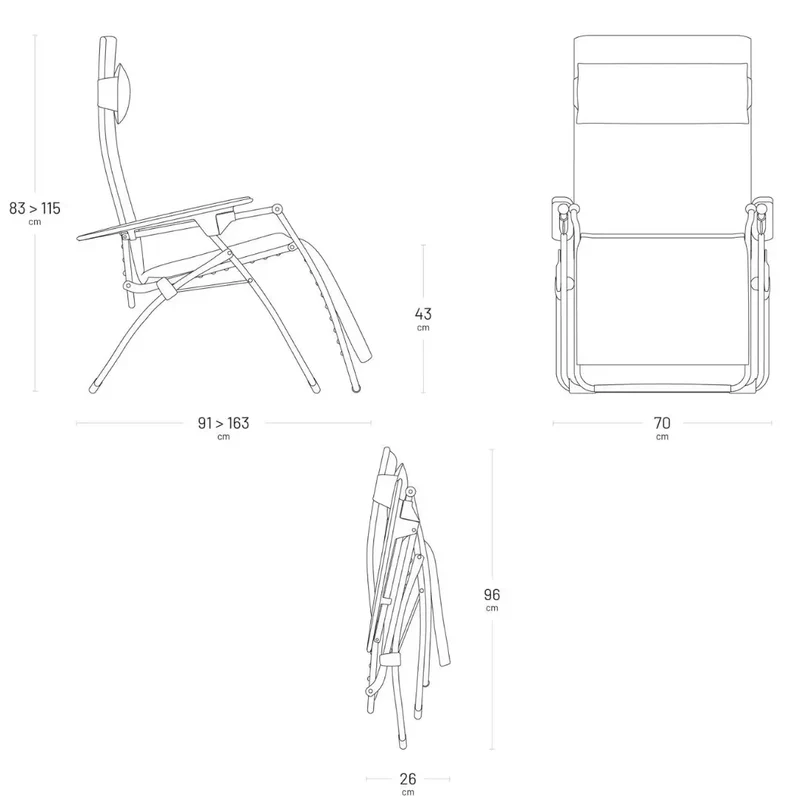 Fauteuil Relax matelassé Zéro Gravité - Lafuma Gamme Vital