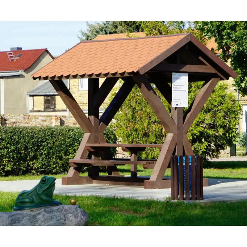 Abri banquettes et table plastique recyclé Grand Canyon