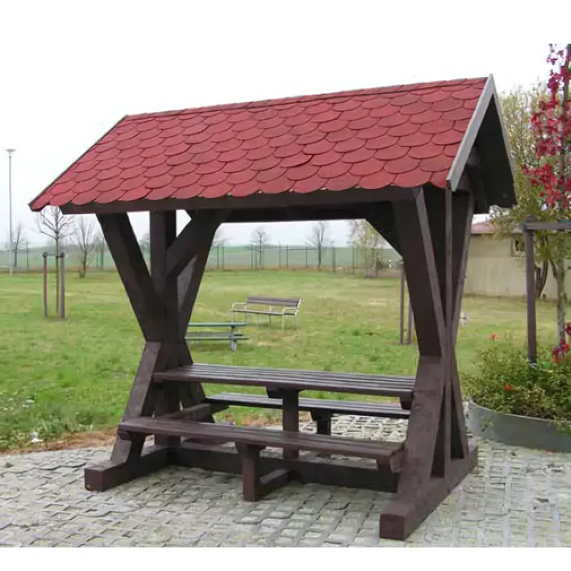 Abri banquettes et table plastique recyclé Grand Canyon