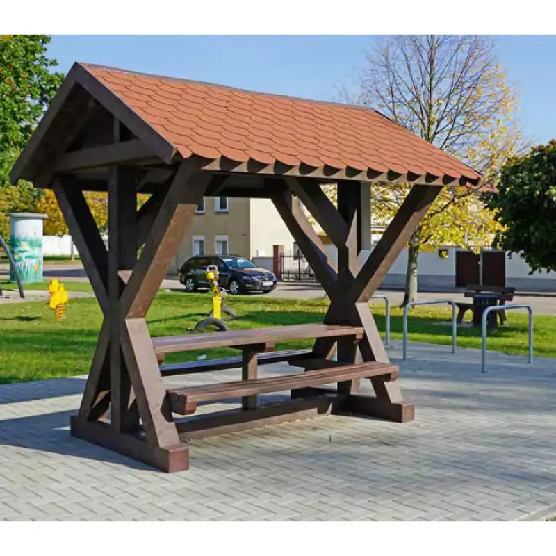Abri banquettes et table plastique recyclé Grand Canyon