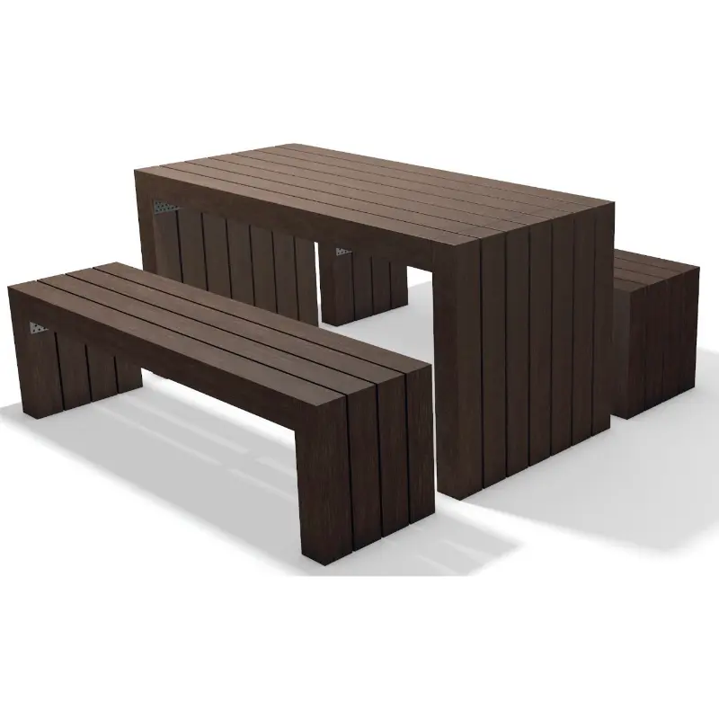 Ensemble table et bancs en plastique recyclé Calero
