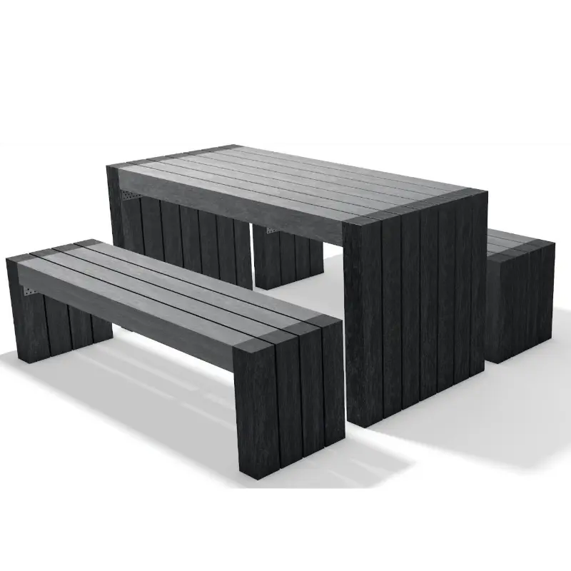 Ensemble table et bancs en plastique recyclé Calero