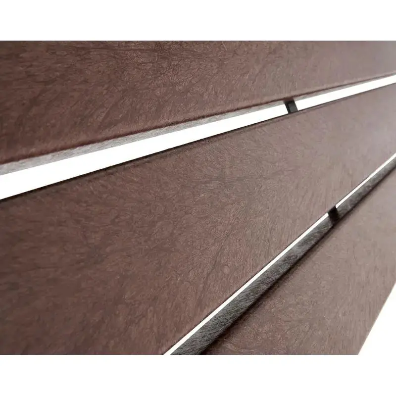 Banc plastique recyclé et acier Silaos 1 800 mm, 5 ou 6 lames marron de 40 mm, avec ou sans accoudoirs