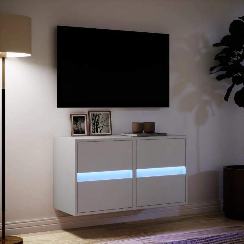 TV Wall Cabinets with LED Lights 2 pcs White 41x31x45 cm