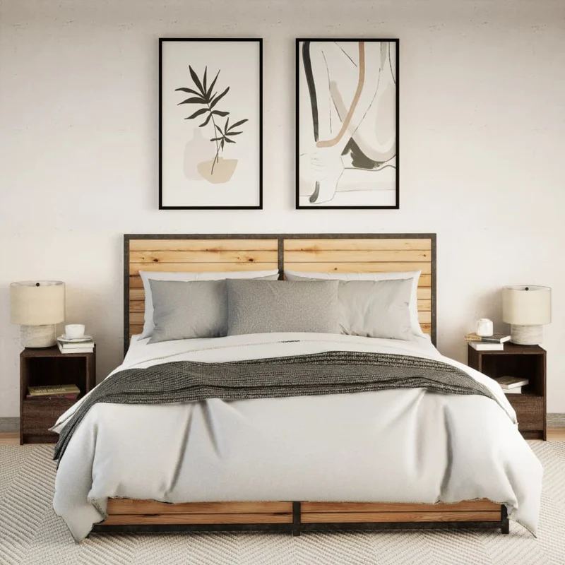 Bedside Cabinets with LED Lights 2 pcs Brown Oak