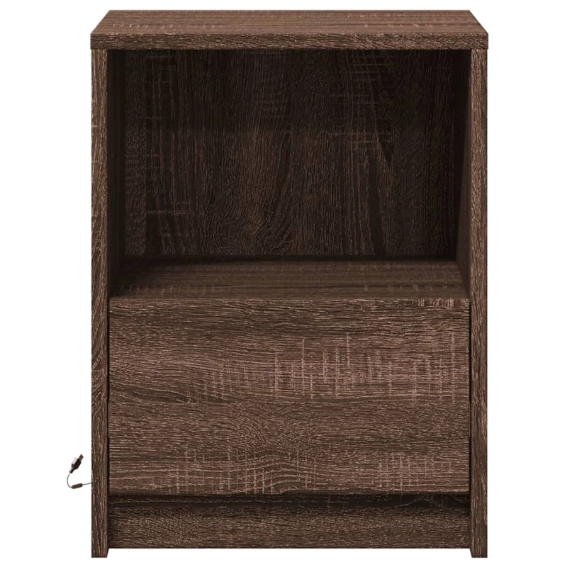 Bedside Cabinets with LED Lights 2 pcs Brown Oak