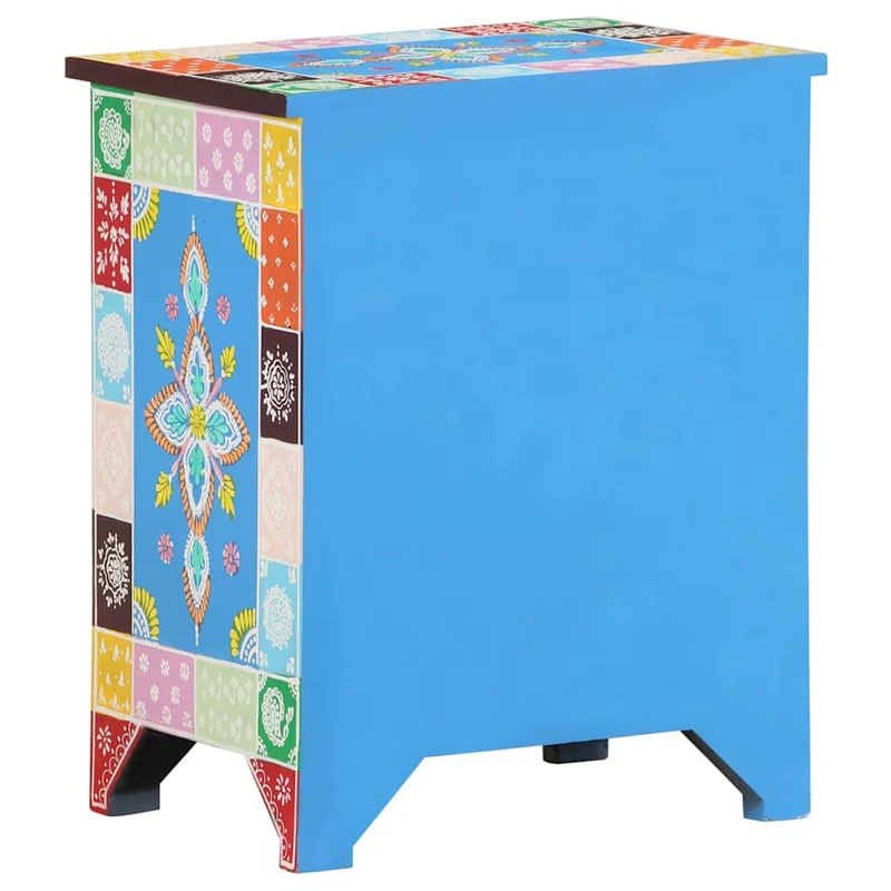 321666 vidaXL Hand Painted Bedside Cabinet 40x30x50 cm Solid Mango Wood