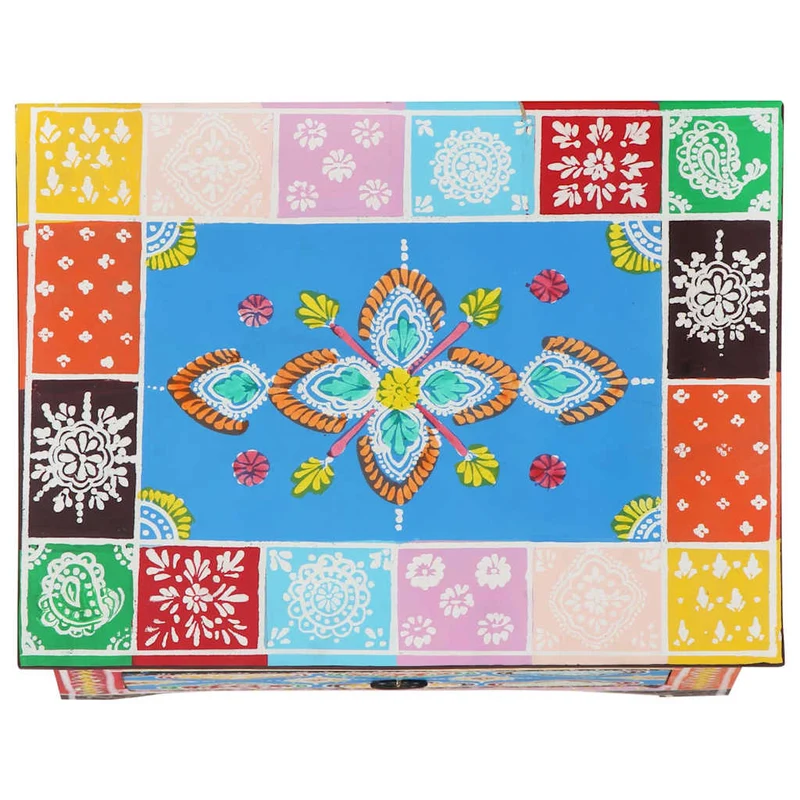 321666 vidaXL Hand Painted Bedside Cabinet 40x30x50 cm Solid Mango Wood