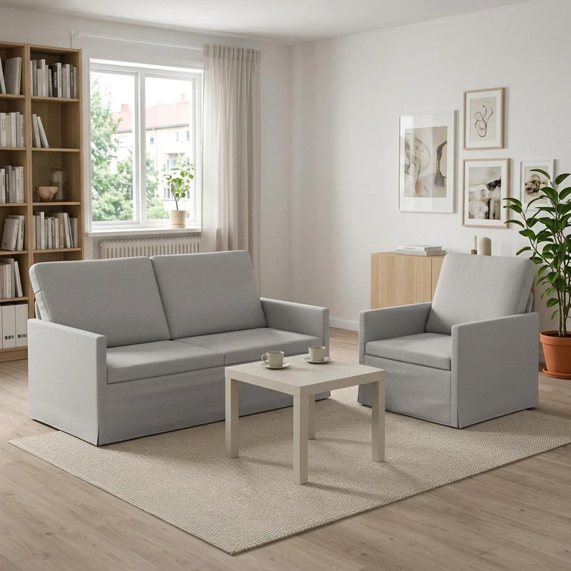 Sofa Set 2 pcs Cloud Grey Fabric