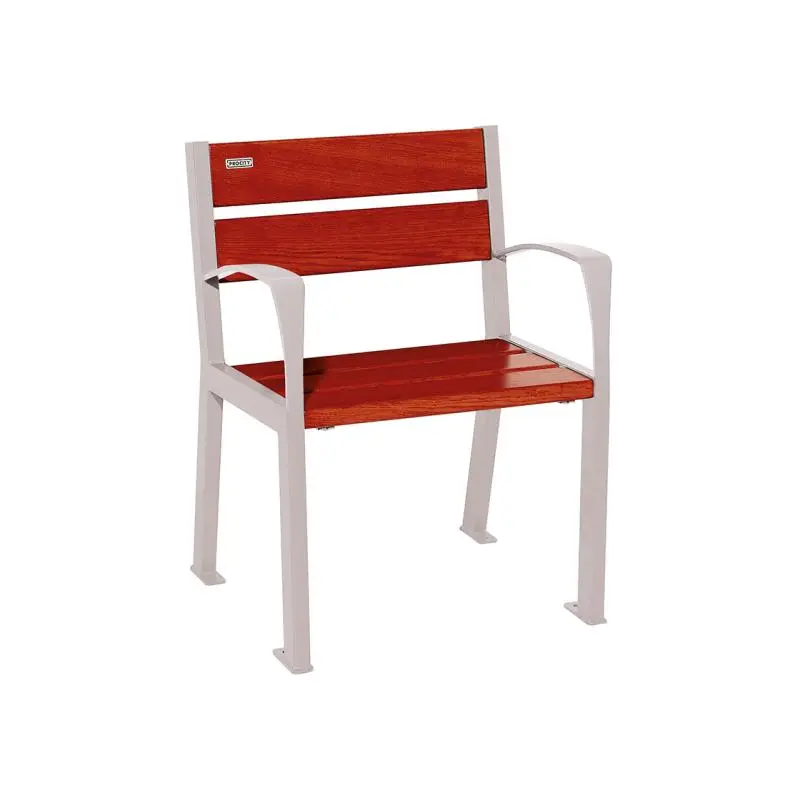 Fauteuil Silaos bois et acier, chêne PEFC 5 ou 6 lames, 600 mm