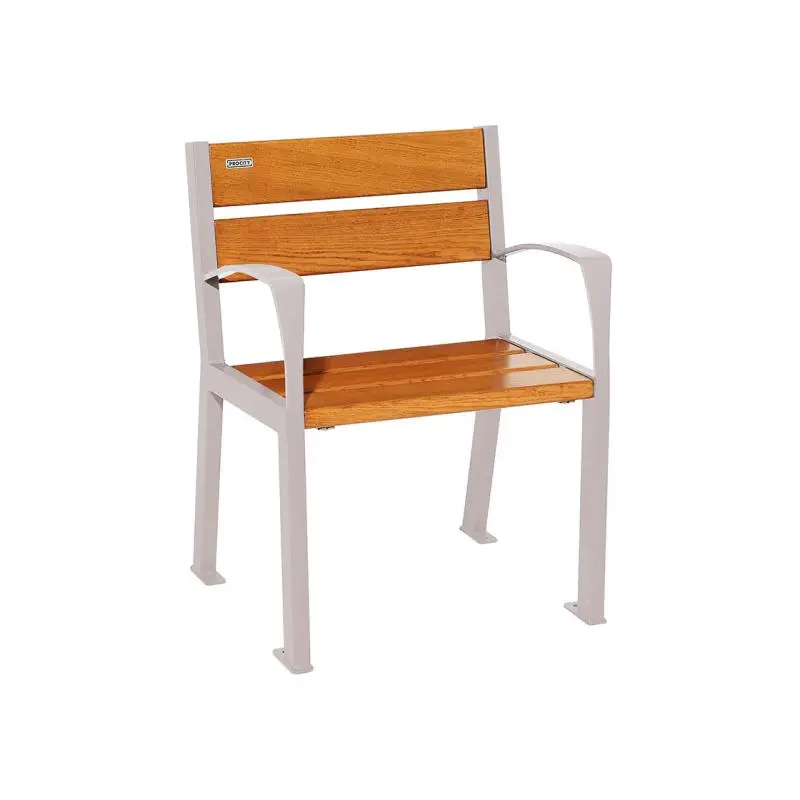 Fauteuil Silaos bois et acier, chêne PEFC 5 ou 6 lames, 600 mm
