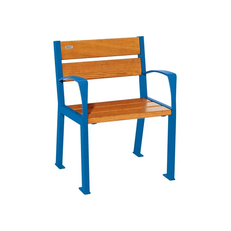 Fauteuil Silaos bois et acier, chêne PEFC 5 ou 6 lames, 600 mm