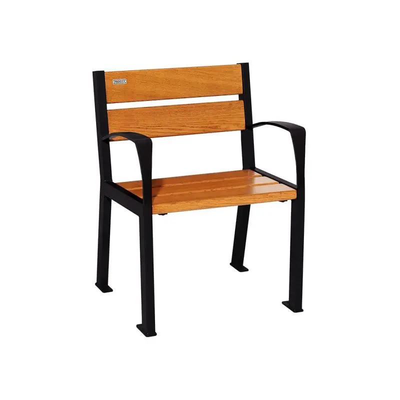 Fauteuil Silaos bois et acier, chêne PEFC 5 ou 6 lames, 600 mm