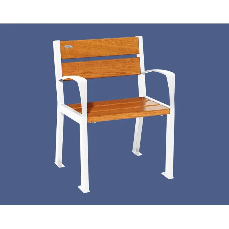 Fauteuil Silaos bois et acier, chêne PEFC 5 ou 6 lames, 600 mm