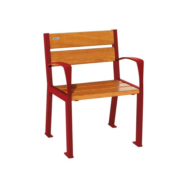 Fauteuil Silaos bois et acier, chêne PEFC 5 ou 6 lames, 600 mm