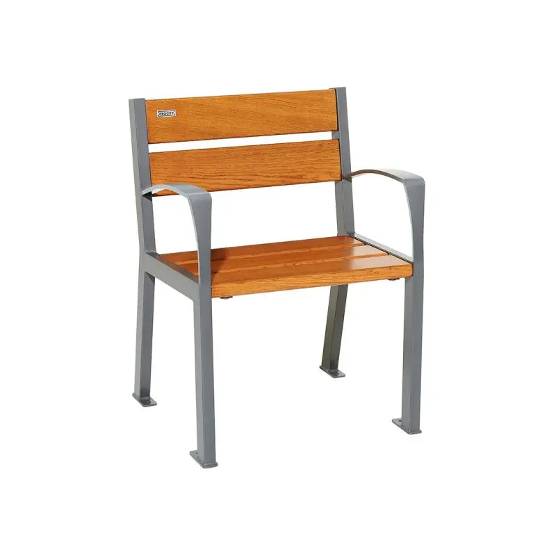 Fauteuil Silaos bois et acier, chêne PEFC 5 ou 6 lames, 600 mm
