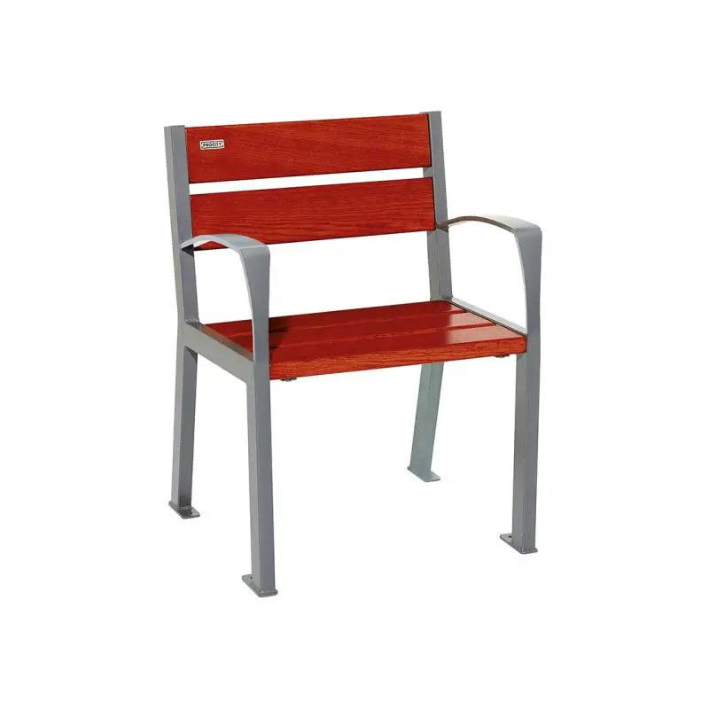 Fauteuil Silaos bois et acier, chêne PEFC 5 ou 6 lames, 600 mm