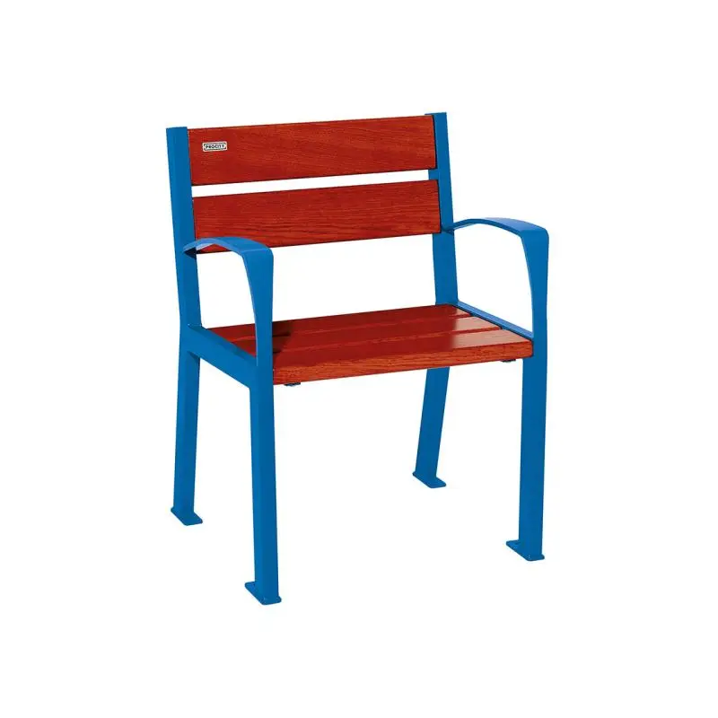 Fauteuil Silaos bois et acier, chêne PEFC 5 ou 6 lames, 600 mm
