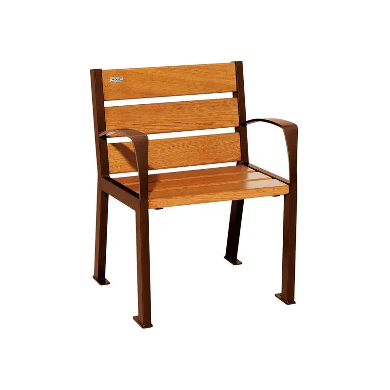 Fauteuil Silaos bois et acier, chêne PEFC 5 ou 6 lames, 600 mm