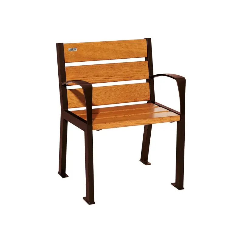 Fauteuil Silaos bois et acier, chêne PEFC 5 ou 6 lames, 600 mm