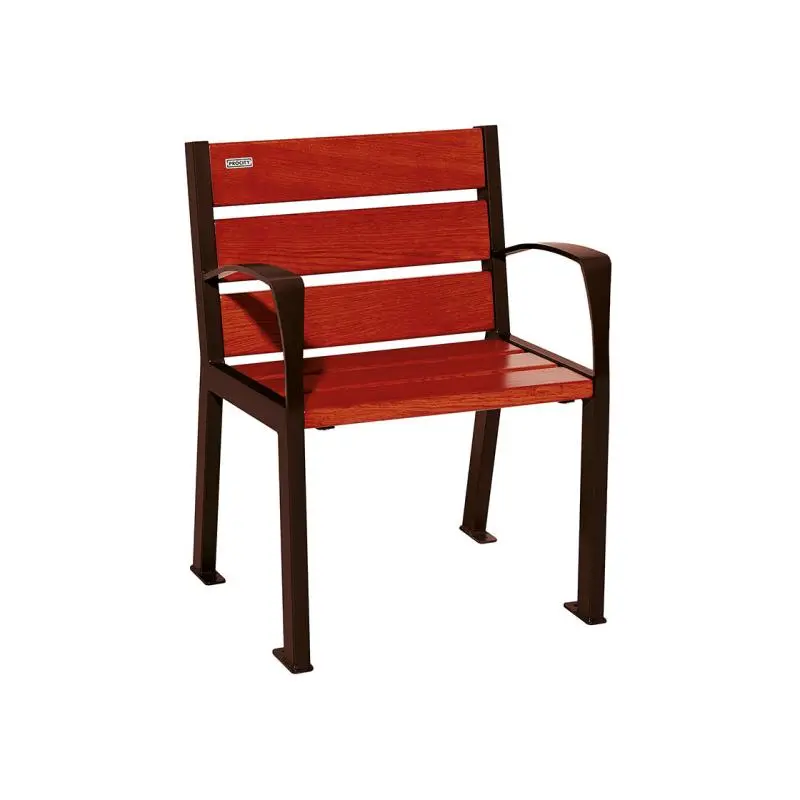Fauteuil Silaos bois et acier, chêne PEFC 5 ou 6 lames, 600 mm