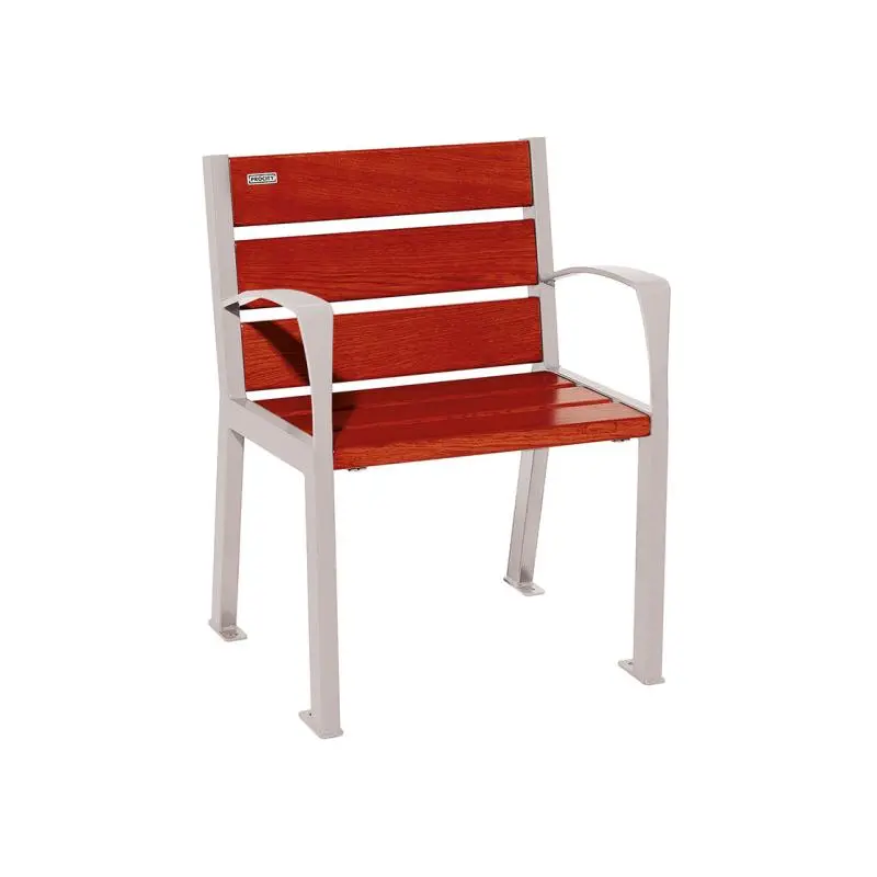 Fauteuil Silaos bois et acier, chêne PEFC 5 ou 6 lames, 600 mm