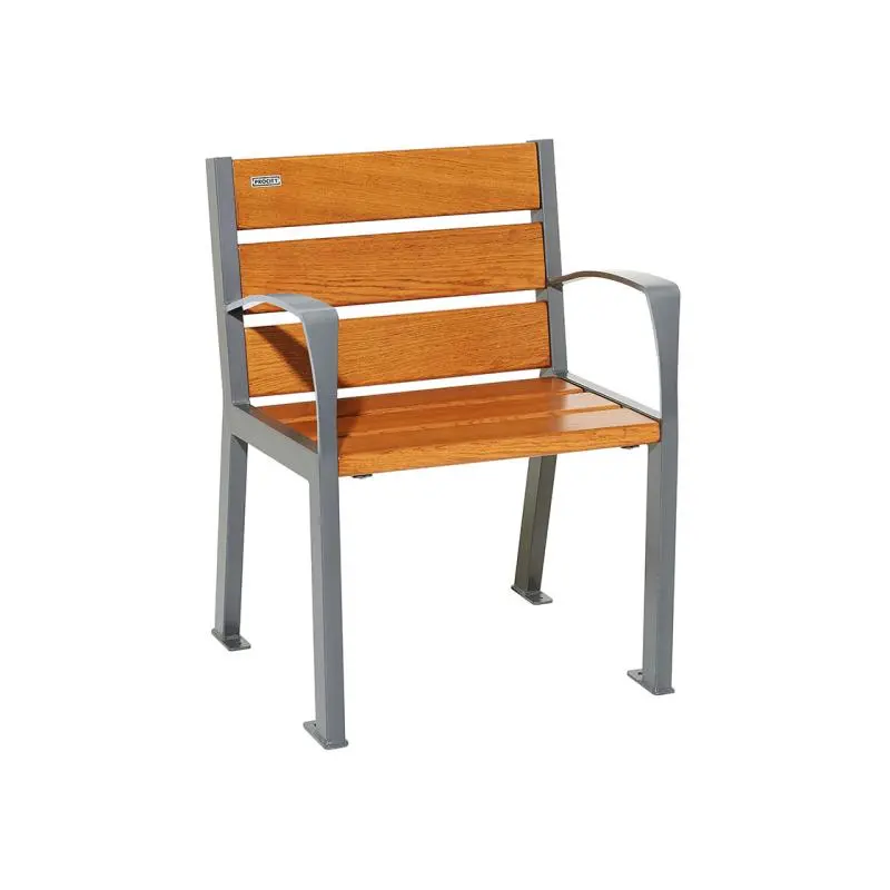 Fauteuil Silaos bois et acier, chêne PEFC 5 ou 6 lames, 600 mm