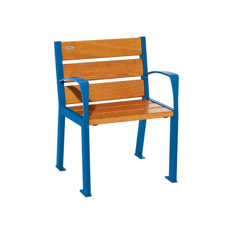 Fauteuil Silaos bois et acier, chêne PEFC 5 ou 6 lames, 600 mm