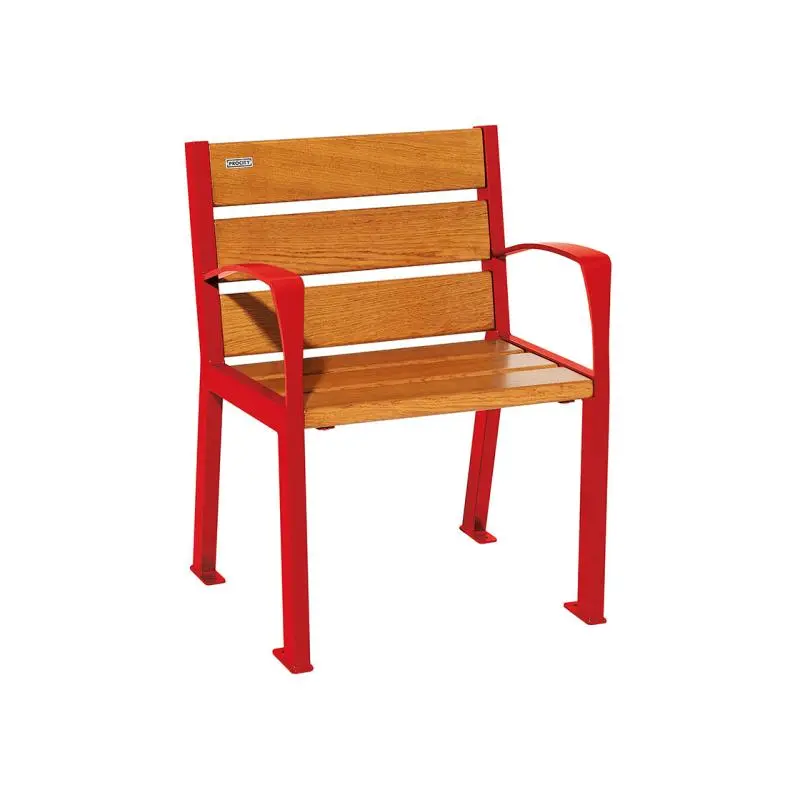Fauteuil Silaos bois et acier, chêne PEFC 5 ou 6 lames, 600 mm