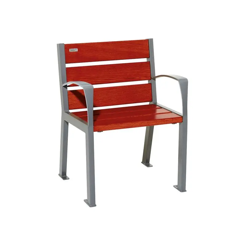 Fauteuil Silaos bois et acier, chêne PEFC 5 ou 6 lames, 600 mm
