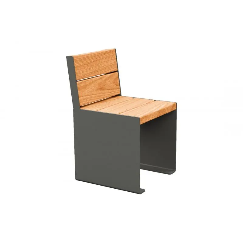 Fauteuil bois et acier KUB, assise individuelle 450 mm, piétement acier 8 mm, bois exotique 49 mm
